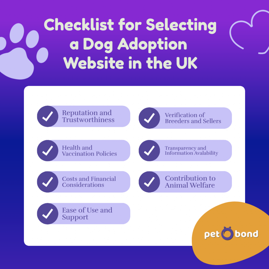 Checklist for selecting a dog adoption website in the UK